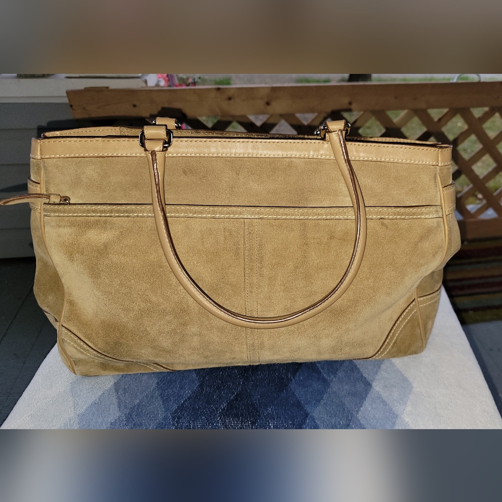 Coach Tan Suede Tote with Leather Trim - Picture 12 of 16